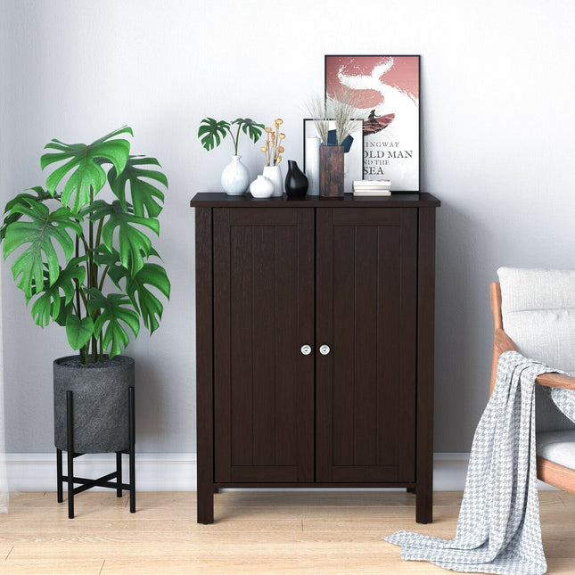 2-Door Bathroom Floor Storage Cabinet Space Saver Organizer