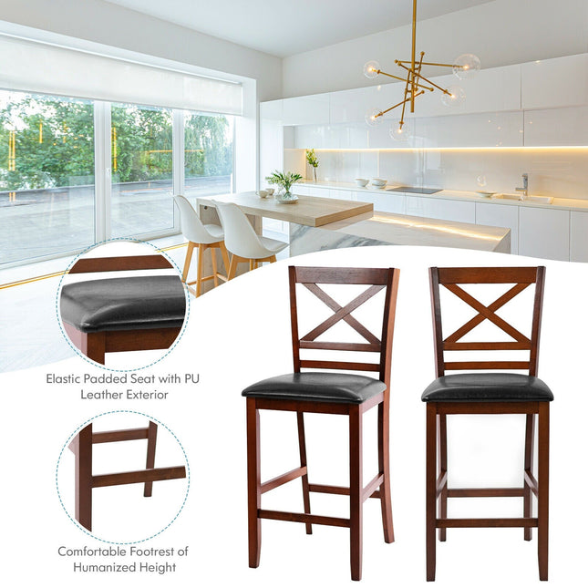 Set of 2 Bar Stools 25 Inch Counter Height Chairs with