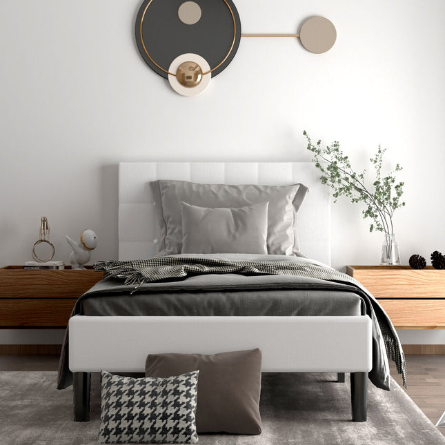 Platform Bed with Button Tufted Headboard
