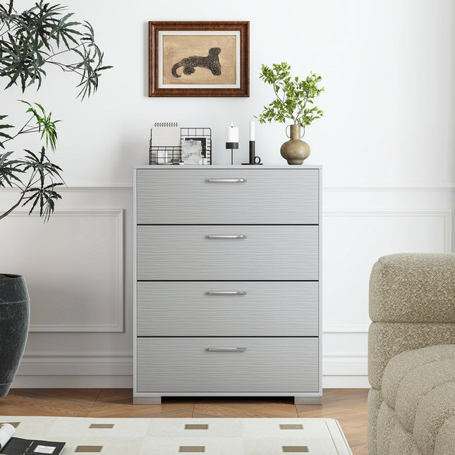4 Drawer Storage Cabinet with Metal Legs Handles with Anti-Toppling Devices