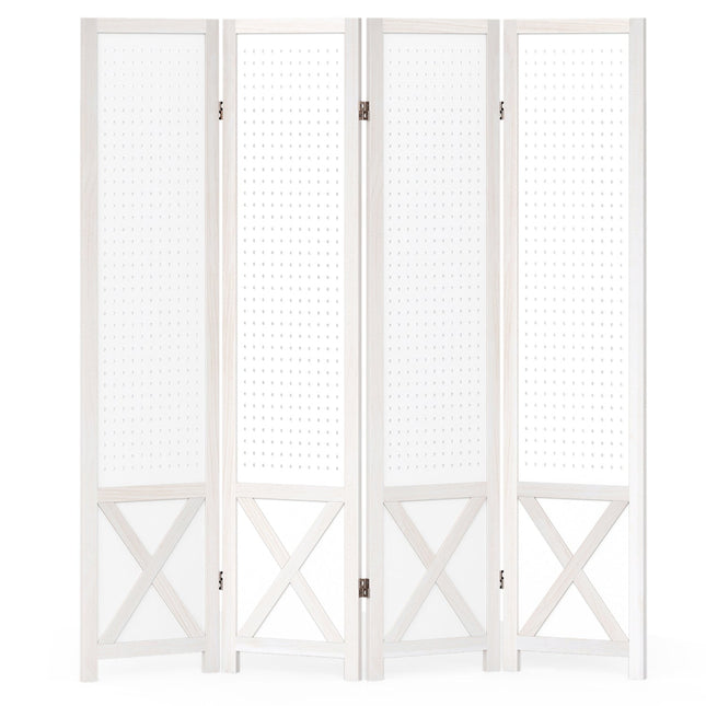 6-Panel Pegboard Room Divider 67 Inches Tall Foldable Privacy Screen