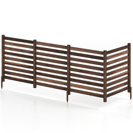 4-Panel Wooden Outdoor Privacy Fence with Ground Stakes