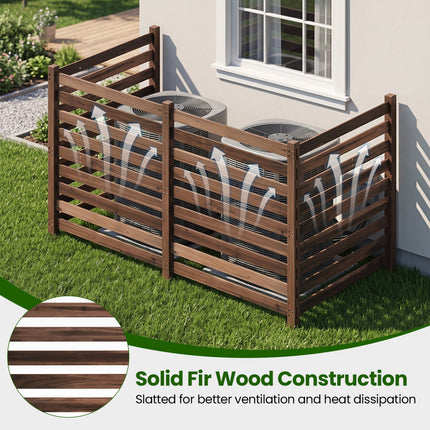4-Panel Wooden Outdoor Privacy Fence with Ground Stakes