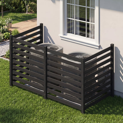 4-Panel Wooden Outdoor Privacy Fence with Ground Stakes