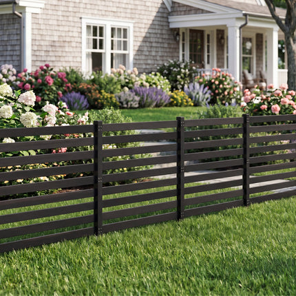 4-Panel Wooden Outdoor Privacy Fence with Ground Stakes