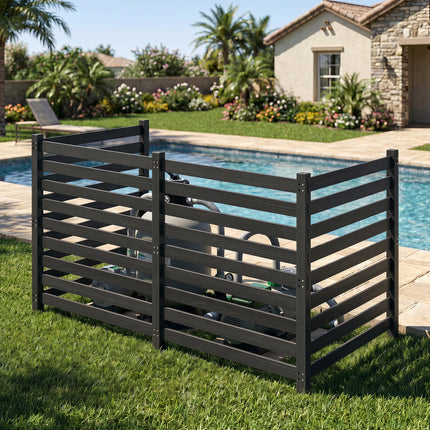 4-Panel Wooden Outdoor Privacy Fence with Ground Stakes