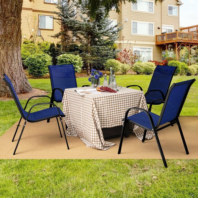 4 Pieces Stackable Patio Dining Chairs Set with Armrest