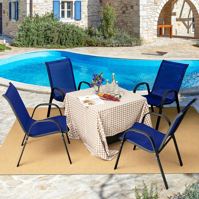 4 Pieces Stackable Patio Dining Chairs Set with Armrest