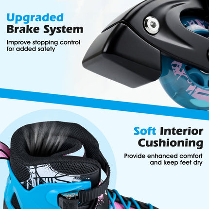 4-Size Adjustable Light-Up Inline Skates for Toddlers Ages 5-7