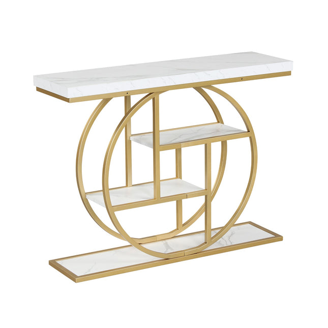 4-Tier Console Table 41 Inches Entryway Table with Storage Shelves
