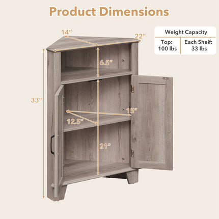 4-Tier Corner Storage Cabinet with Open Shelf