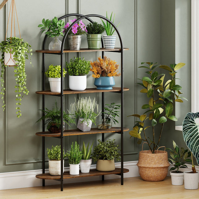 4-Tier Open Bookcase with Sturdy Metal Frame for Living Room