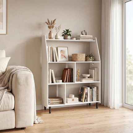 4-Tier Open Bookcase with Anti-Tipping Kits - White