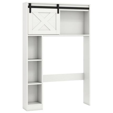 4-Tier Over The Toilet Storage Cabinet with Sliding Barn Door and Storage Shelves