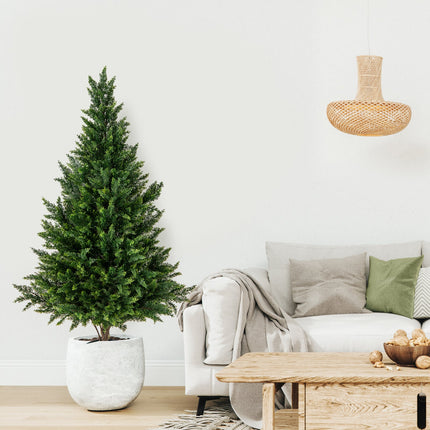 4 FT Artificial Topiary Tree Set of 2 for Indoor Outdoor Home Front Porch-Green