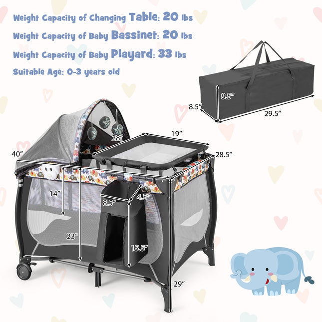 4 in 1 Portable Baby Nursery Center with Net and Music Box