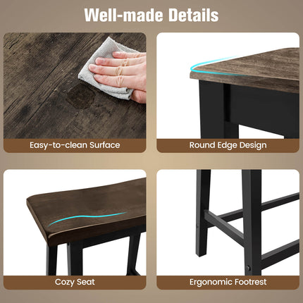 4 Piece Solid Wood Counter Height Dining Table Set-Coffee