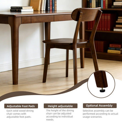 Solid Wood Dining Chair with Curved Backrest