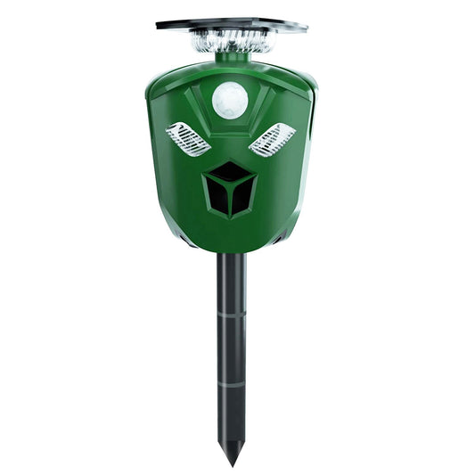 Electric Solar Powered Ultrasonic Animal Repeller 360¡ Ultrasonic Animal Driver with Motion Sensor LED Flashing Lights Waterproof Outdoor Animal Repel