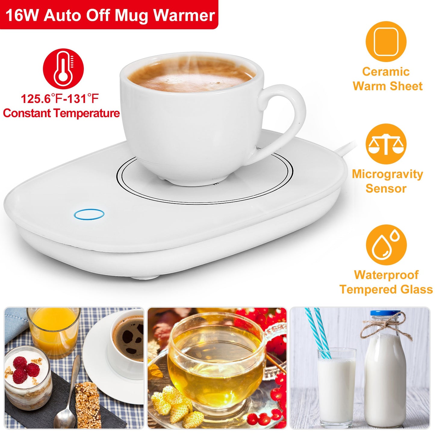 Coffee Mug Warmer Cup Warmer Auto Shut Off Coffee Tea Milk Electric Heater Pad Office Home Desk Coffee Mug Warmer Electric Beverage Warmer Mat 125.6 /