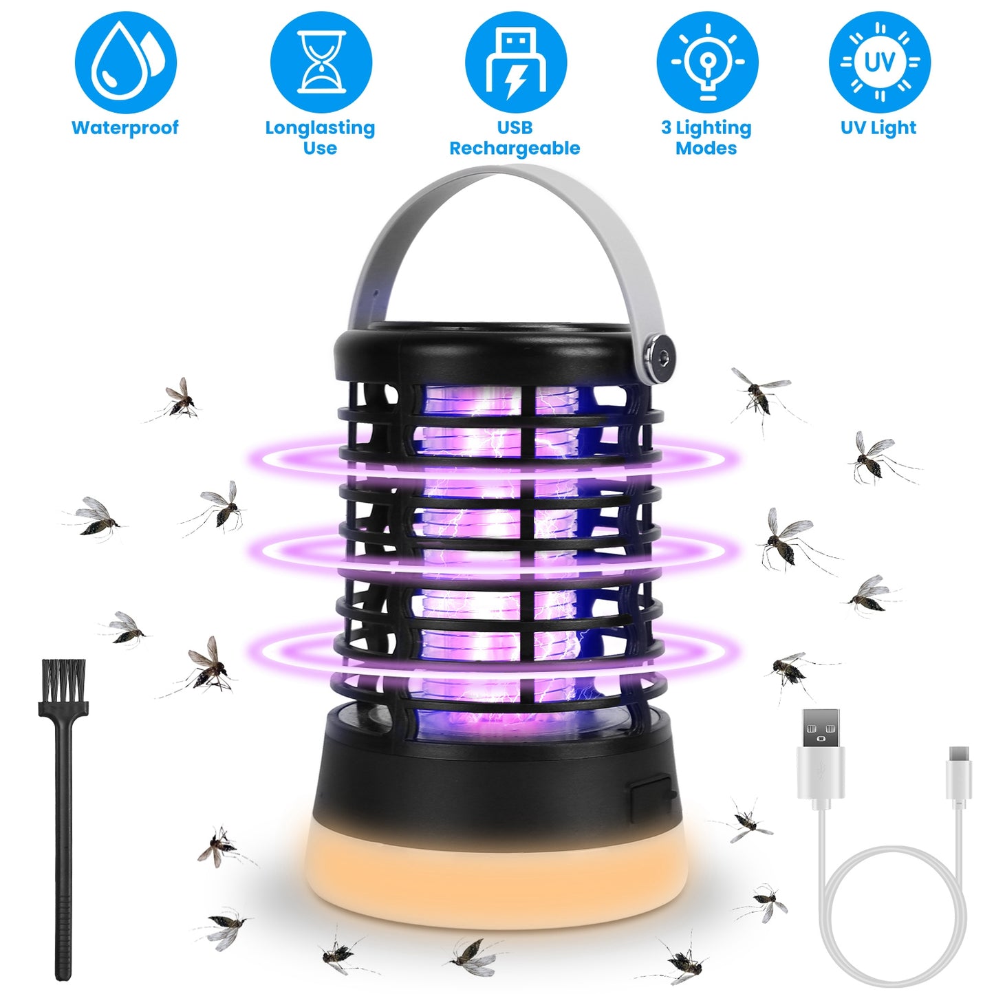 4 In 1 Bug Zapper Light Rechargeable Mosquito Zapper for Indoor Outdoor  Waterproof Mosquito Killer Lamp with 3 Lighting Modes for Patio Yard Home