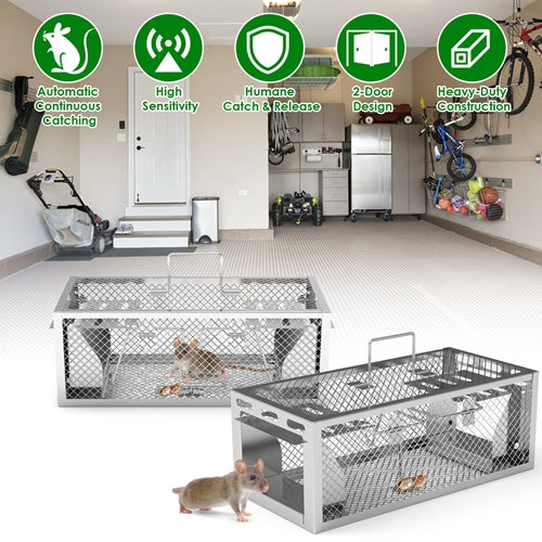 2-Pack Humane Rat & Mouse Traps – Automatic Live Cage, Reusable