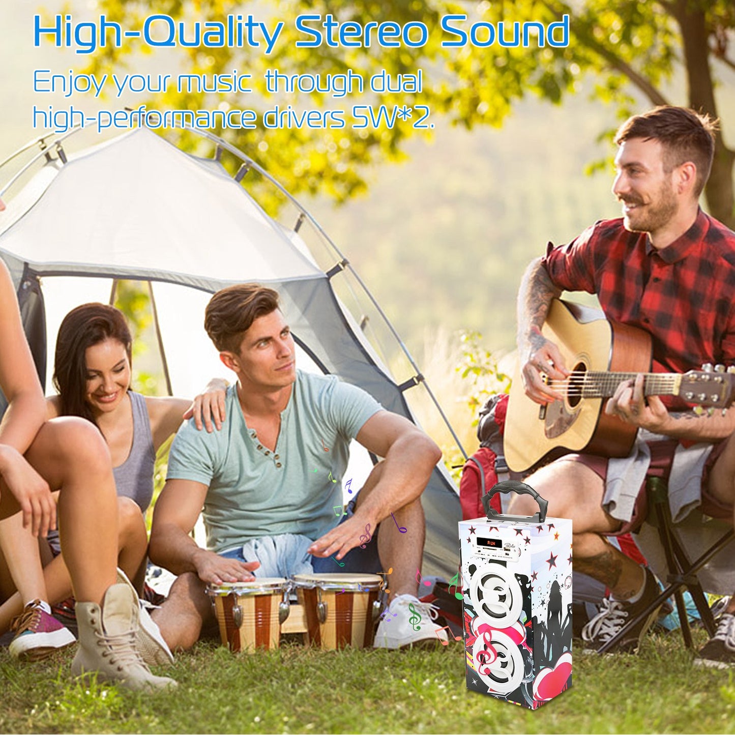 iRola Wireless Speaker 10W Powerful Subwoofer Wooden Loudspeaker FM AUX MMC for iPhone X Samsung S9 Tablet PC