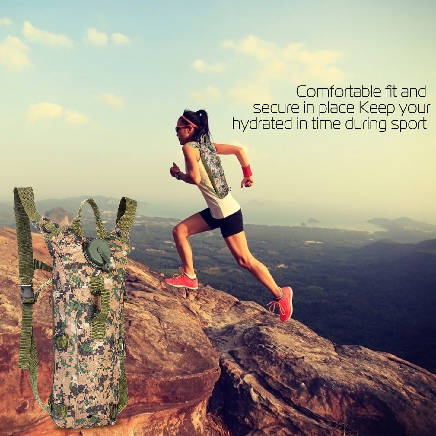 iMounTEK Tactical Hydration Pack 3L Water Bladder Adjustable Water Drink Backpack for Hiking Cycling Climbing Running