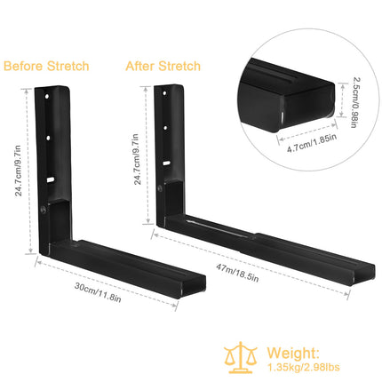 Microwave Wall Mount Bracket - Adjustable Heavy Duty Steel
