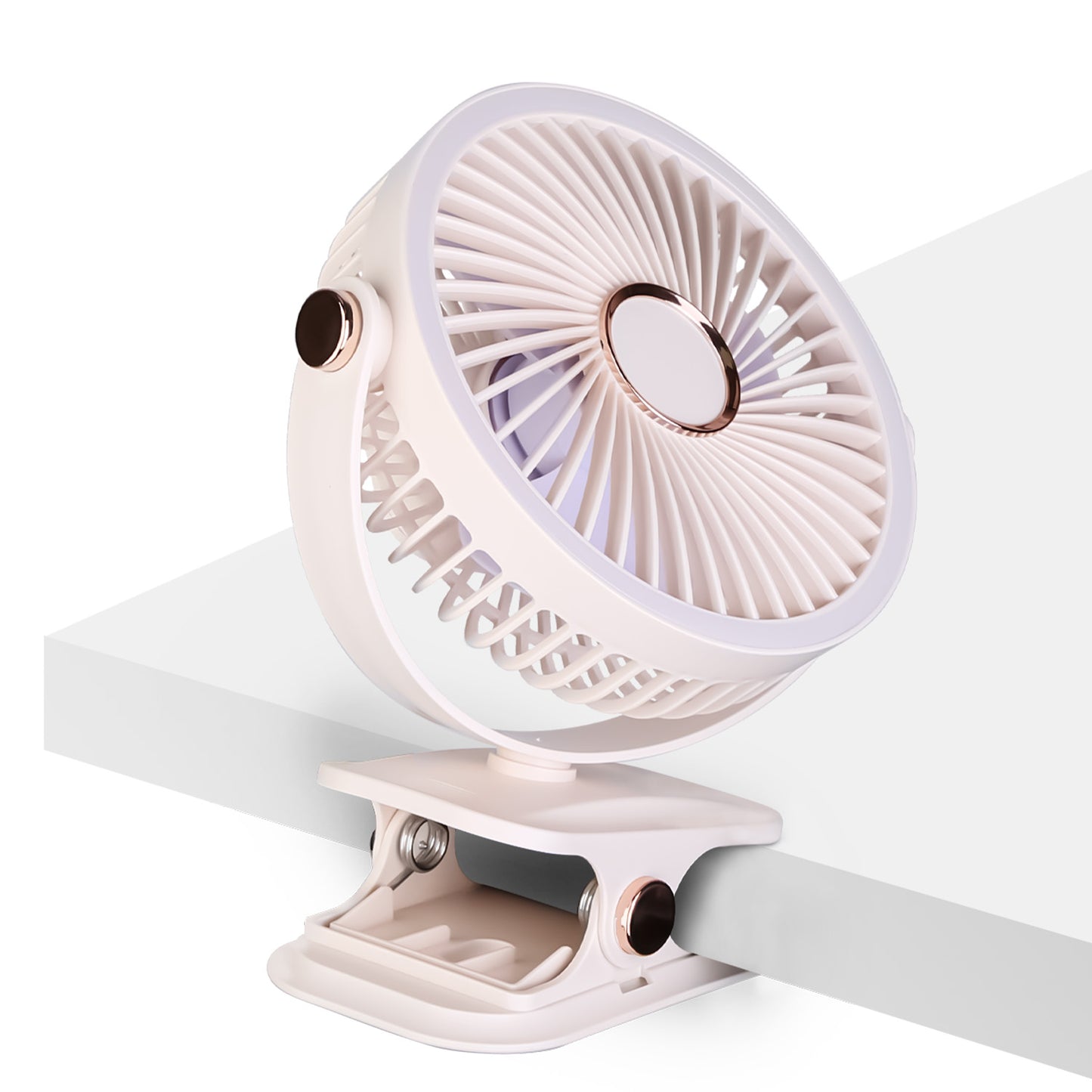 Portable Quiet Clip On Fan With 5 Speeds 3 Brightness 720¡ Fully Adjustable Angle Type-C Rechargeable Clip Desk Wall Mounted Fan For Camping Office Ho