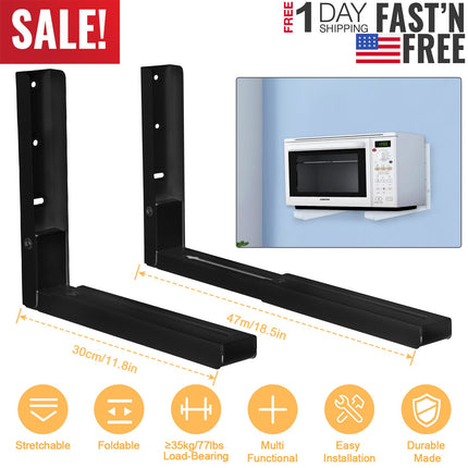 Microwave Wall Mount Bracket - Adjustable Heavy Duty Steel