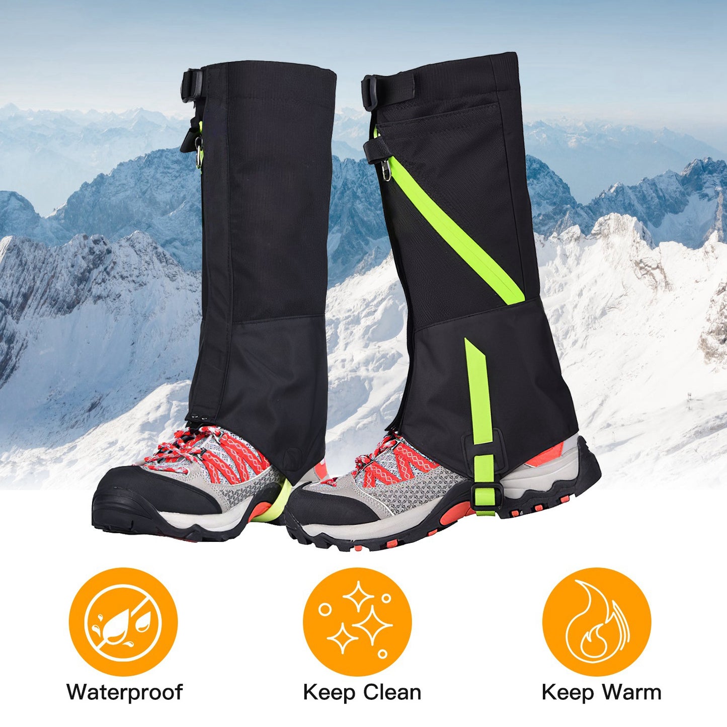 Leg Gaiters Waterproof Snow Boot Gaiters Snow Legging Shoe Gaiters Leg Cover for Walking Hunting Mountain Climbing Snowshoeing