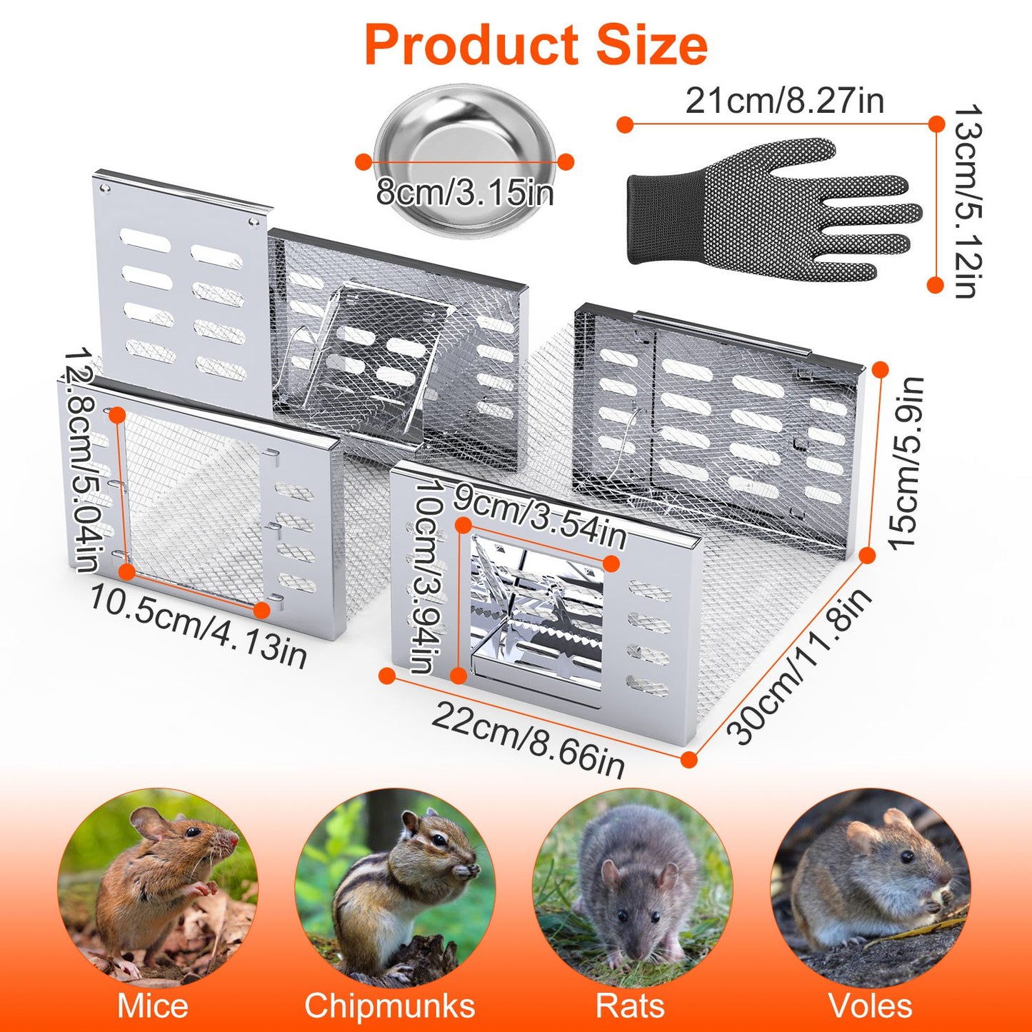 2Pcs Humane Rat Trap Catch and Release Live Mouse Cage Traps with Automatic Continuous Cycle Trapping for Chipmunk Rodent Mouse Small Animals