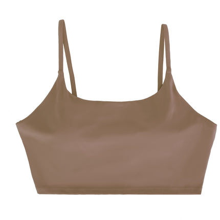 Women Strap Sport Bras Padded Strappy Crop Square Neck Low Impact Bras Sexy Fitness Tank Tops with Removable Pads Flat Straps for Gym Yoga Workout Run