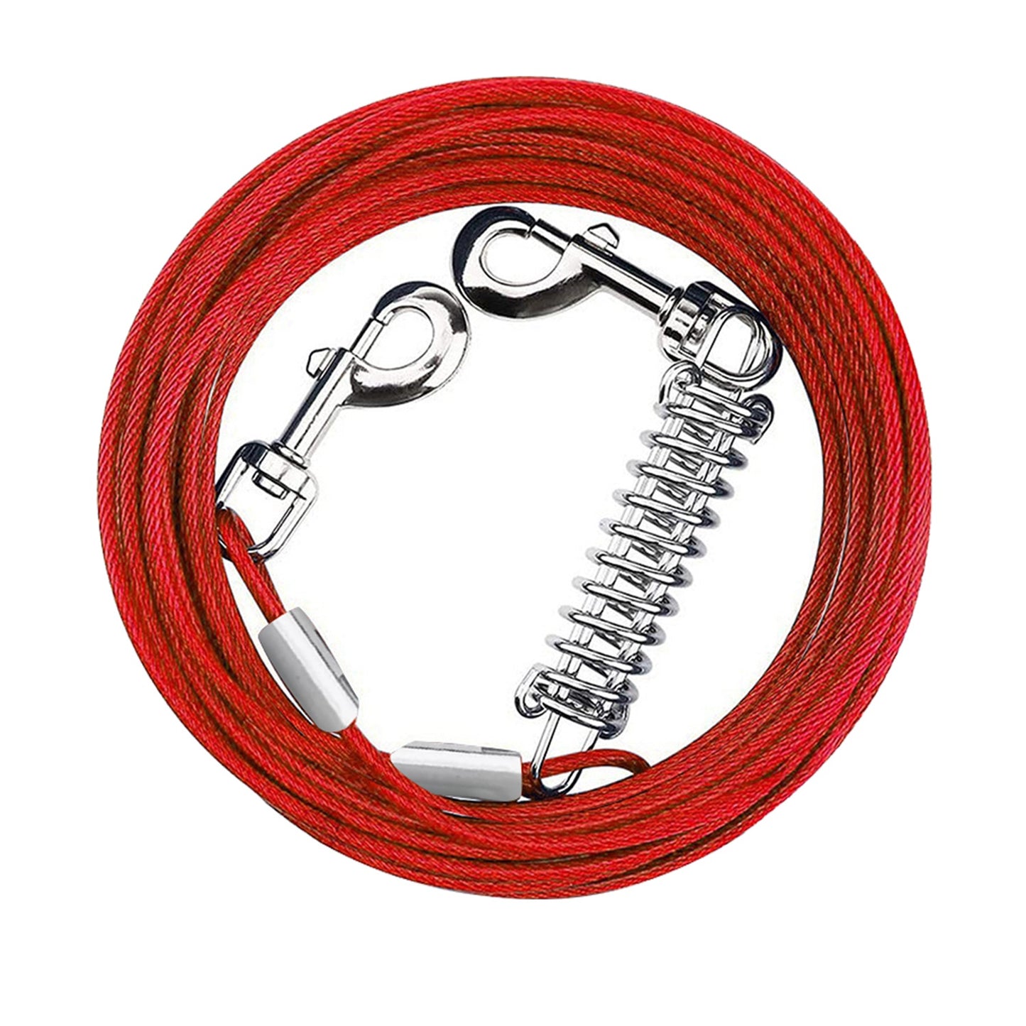 29.5FT Dog Tie Out Cable Long Dog Leash Chew Proof Lead Dog Chain with Durable Spring 360¡ Rotatable Clips PVC Case for Outside Yard Caming