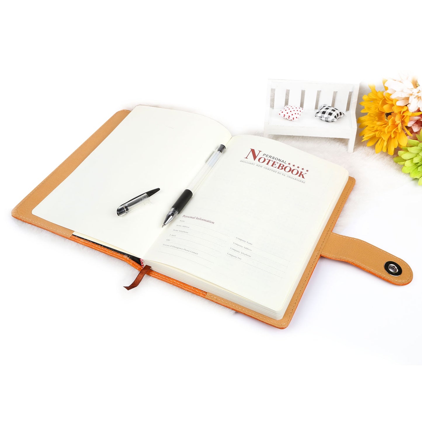 PU Leather Cover Notebook Memopad with Calendar World Map and Silk Ribbon