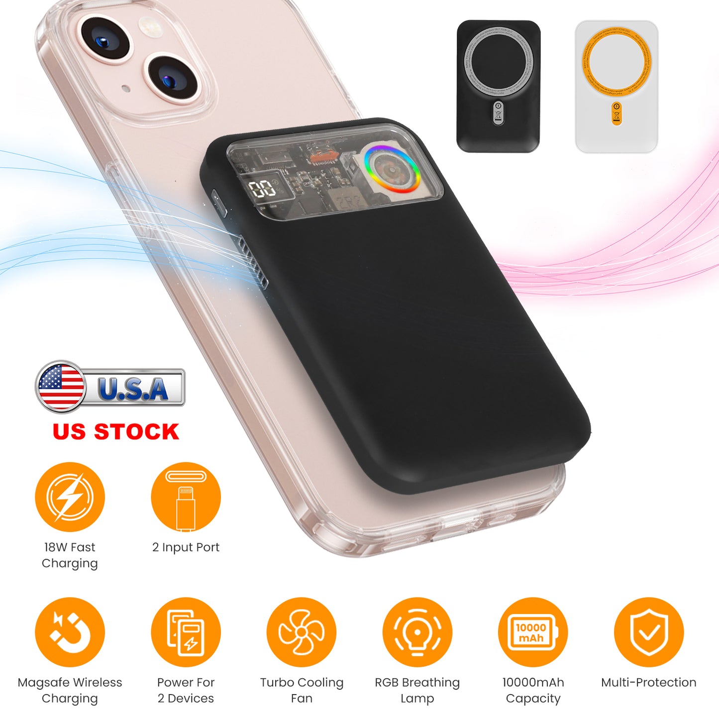 Magsafe Wireless Power Bank 10000mAh Magnetic Portable 18W Fast Charger Fit for IOS Phone 15/14/13/12 Series and More