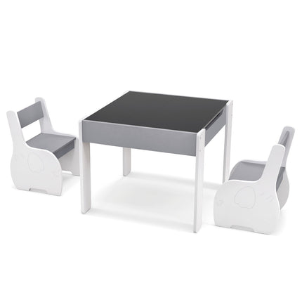 4-in-1 Wooden Activity Kids Table and Chairs with Storage and Detachable Blackboard