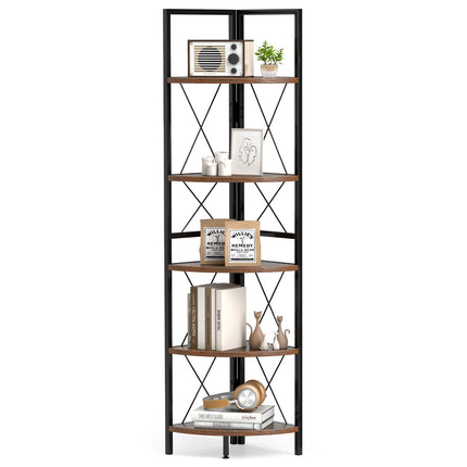 5-Tier Freestanding Corner Shelf 63 Inch Tall Storage Rack