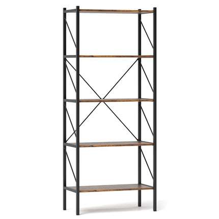 5-Tier Bookshelf with Open Shelves and Heavy Duty Metal Frame