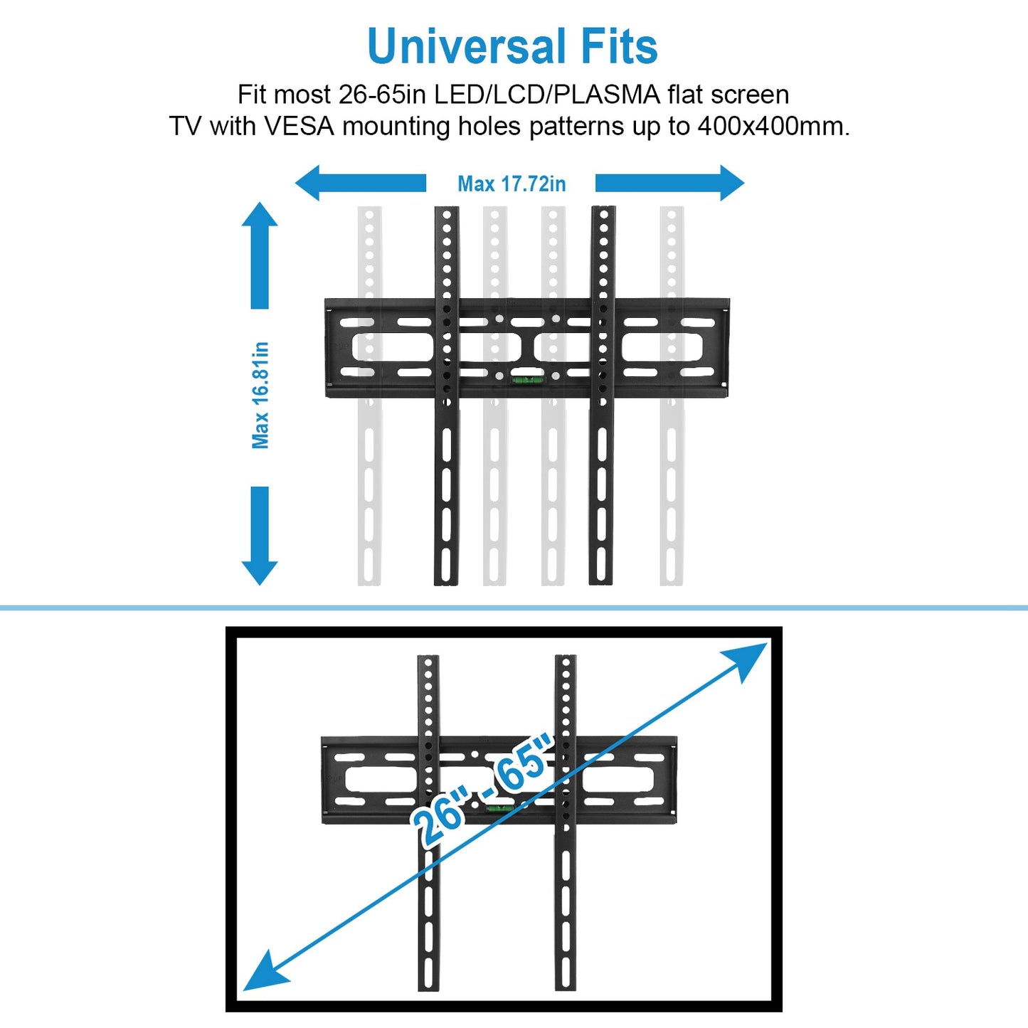 TV Wall Mount Bracket for 26-65in LED/LCD/PLASMA Flat TV VESA 400x400mm