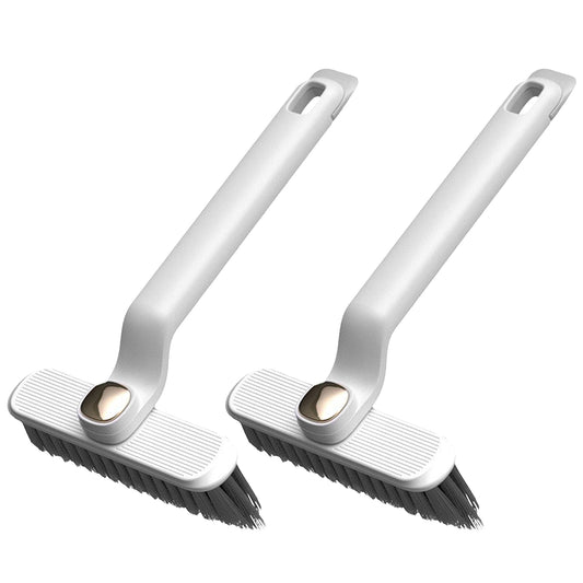 2 Pack Multi-Function Rotating Crevice Cleaning Brush Stiff Bristle Brush Gap Cleaner with 2-In-1 Clip and Spade for Tight Spaces Bathroom Kitchen
