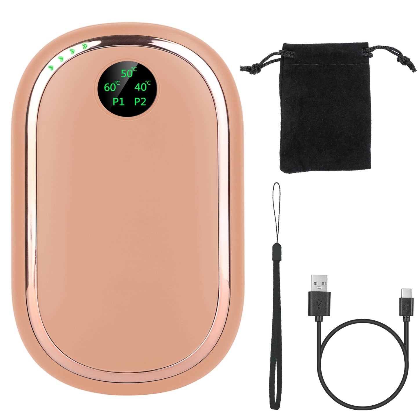 Rechargeable Hand Warmer Electric Hand Heater Portable Reusable Pocket Warmer Power Bank with Digital Display Sunset Light 3 Levels Double-sided Heati