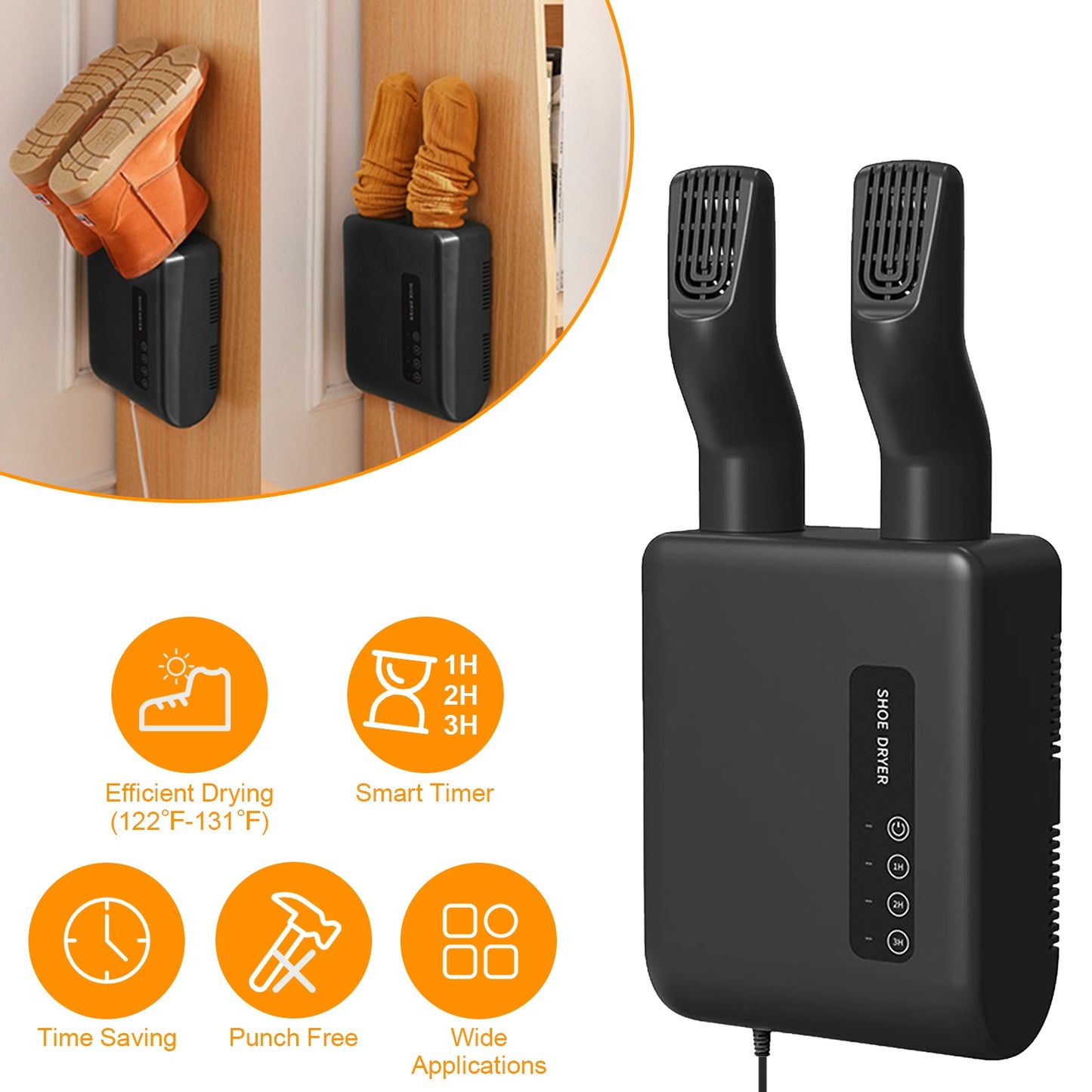 Portable Shoe Dryer Boot Shoe Warmer Deodorizer with 3 Timer Settings for Wet Boots Gloves Hats Garments 122 -131