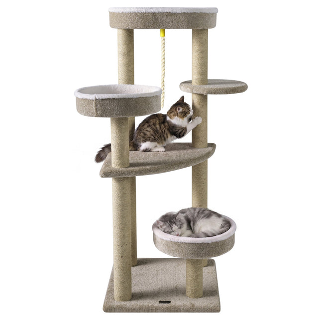51"Carpeted Cat Tree with Comfy Plush Perches for Indoor Cats