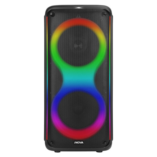 Portable Wireless Party Speaker with 7 Colorful Lights Remote Control Party Speaker with TWS Function FM Radio USB MMC Card Reading Aux In Recording F