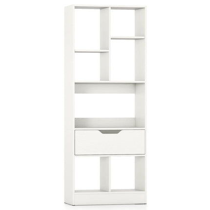 51inch Tall Freestanding Bookcase with Drawer 7-Cube Storage Organizer