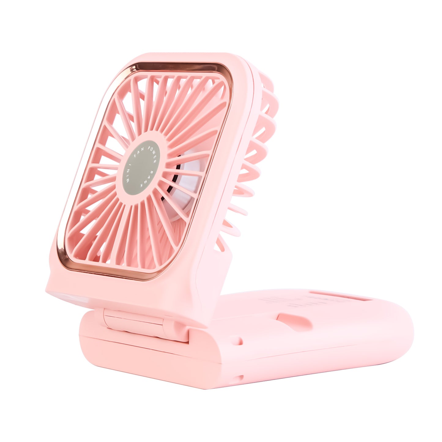 5 In 1 Folding Mini Fan Hands-free Rechargeable Neck Fan Handheld Fan with 3 Speeds Power Bank Phone Holder Neck Strap for Home Office Travel Dormitor