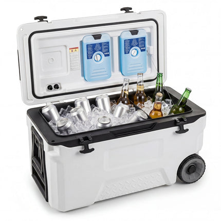 53 Quart Rolling Cooler with Wheels and Fish Ruler