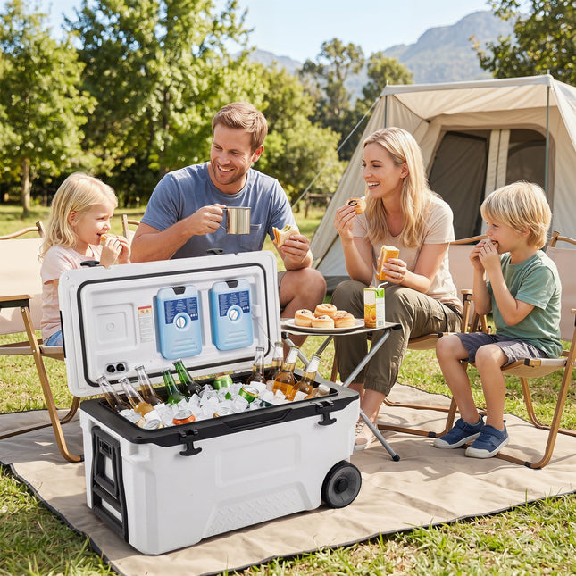 53 Quart Rolling Cooler with Wheels and Fish Ruler